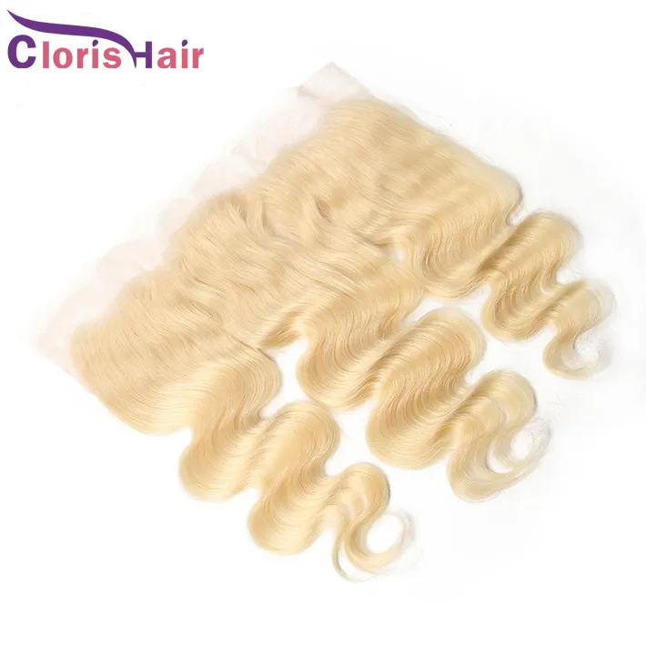 Blonde 13x4 Lace Frontal Ear To Ear Raw Virgin Indian Human Hair Top Closures 613 Platinum Blonde Body Wave Full Frontals With Baby Hair