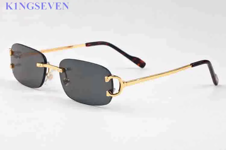 mode attitude lunettes de soleil en corne de buffle hommes femmes lunettes de soleil avec boîte lunettes claires sans monture or cadre en métal argenté Lunettes Gafa292U