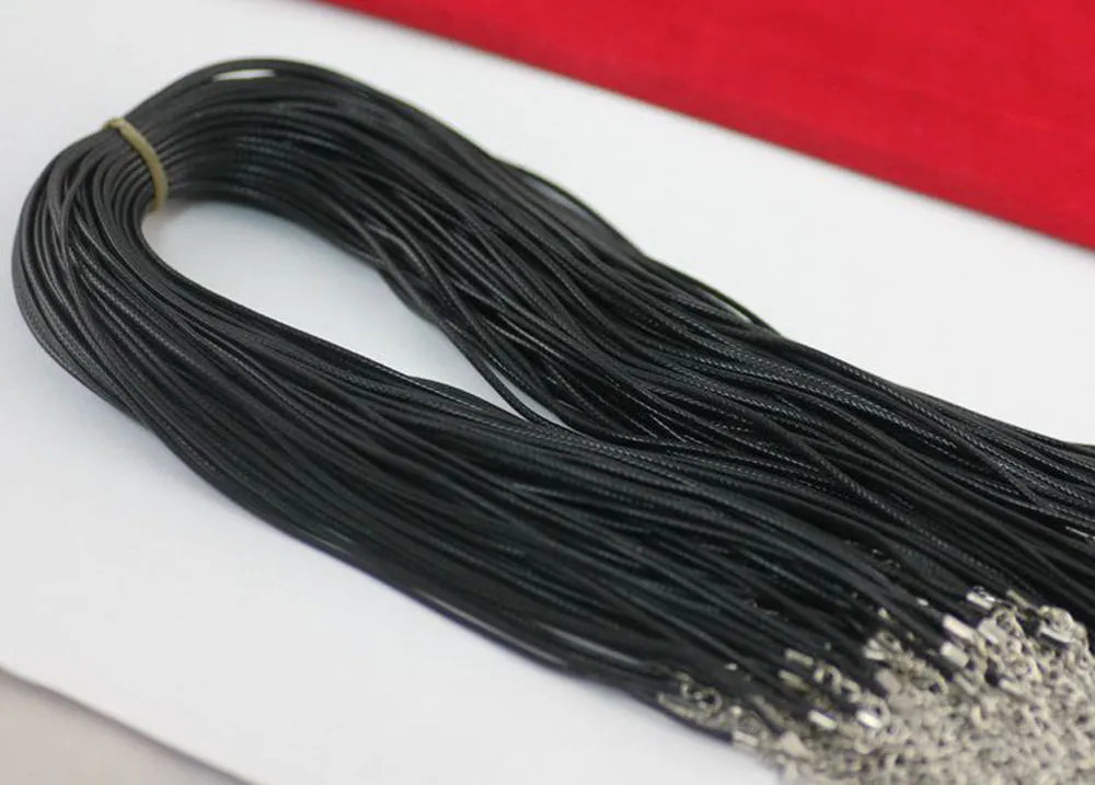 Modestil 100st Black Leather 1 5mm sladdhalsband med hummerlås Charms smycken gåva - gåva2119