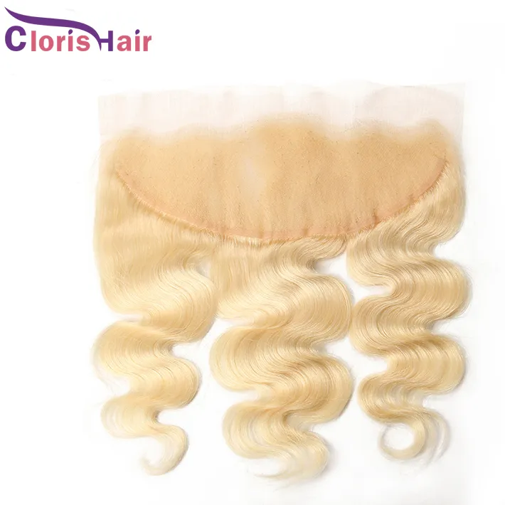 Platinum Blonde 13x4 Lace Frontal Closure Peruvian Virgin Body Wave Human Hair 613 Blonde Full Frontals Piece Cheap Wavy Top Closures