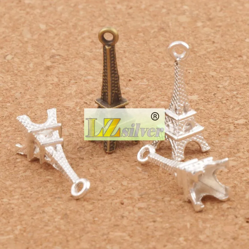 3D Paris Eiffelturm Legierung kleine Charms Anhänger 100 Stück MIC Bronze versilbert stilvoll 22mm 4mm L4482344