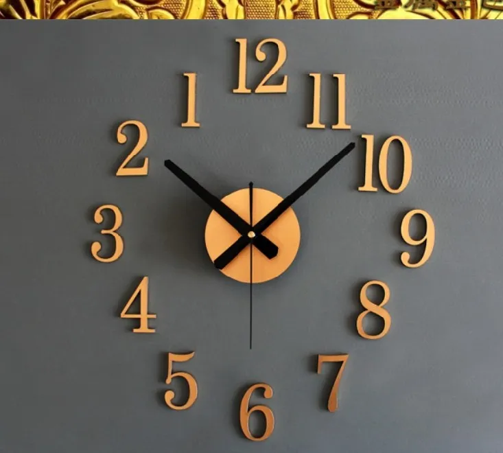 Mode Creative Reversal of the Clock Time Back Metal Texture verkligen 3D Stereo Diy Wall Clock3204