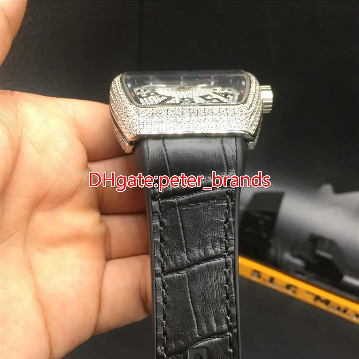 Silver Full Diamond Watch Luxury Gentleman Waterproof Man Watch Automatic Grade Men's Wristwatch rostfritt stål Diamond232y