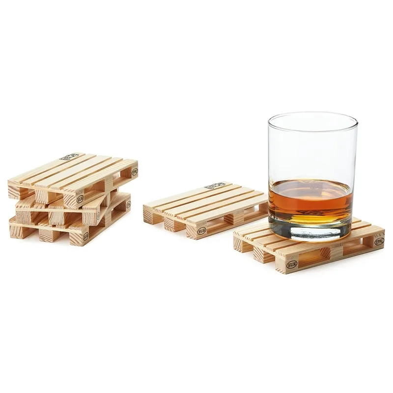 Whole-4 pezzi set sottobicchieri cassa tazza pallet protezione tazza stuoia carino legno retro supporto carino mini pallet di legno sottobicchieri1248t