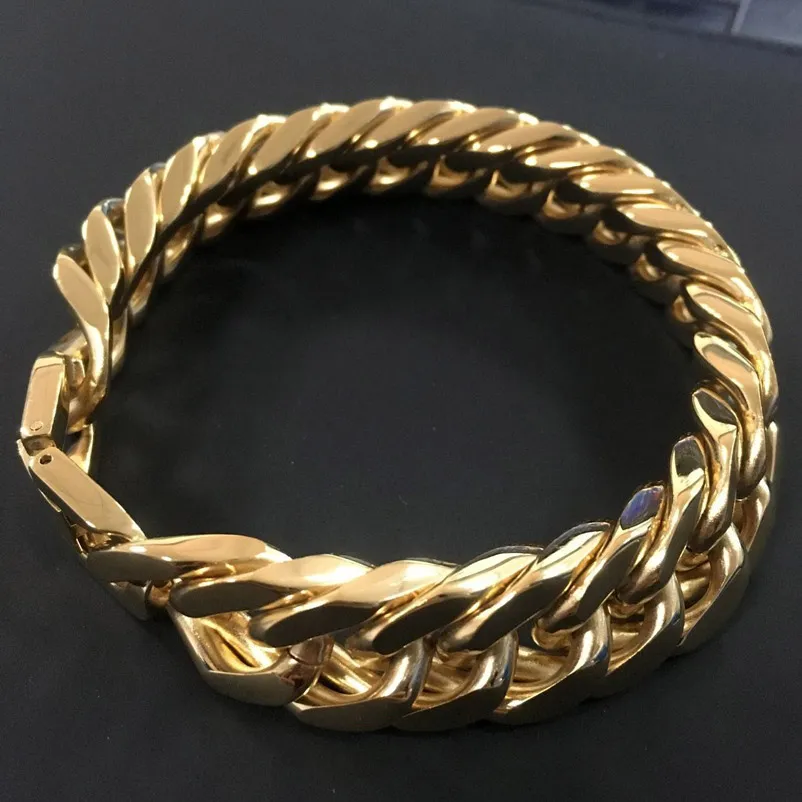 Titanium Steel Men Jewelery Fashion Cupan Link Chain Bracelets Punk Bangle Ed Pulsera Gold Silver 22cm 1 5cm2497