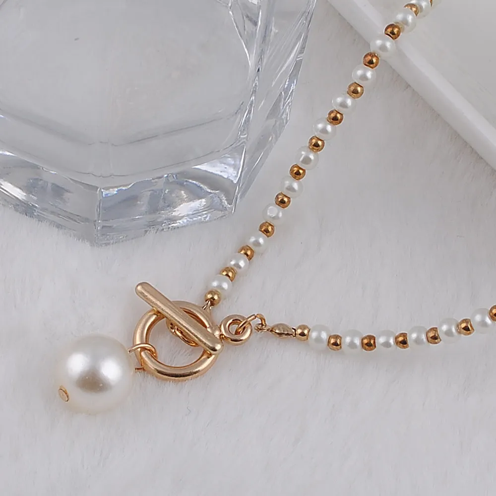 Articles promotionnels mode imitation collier de perles chaîne CCB croix collier de perles collier fille bijoux 185x
