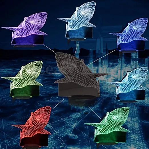 Jaws Great Shark blanc 3d Illusion LED Night Light 7 Table Colorful Table Lampe pour enfants297u