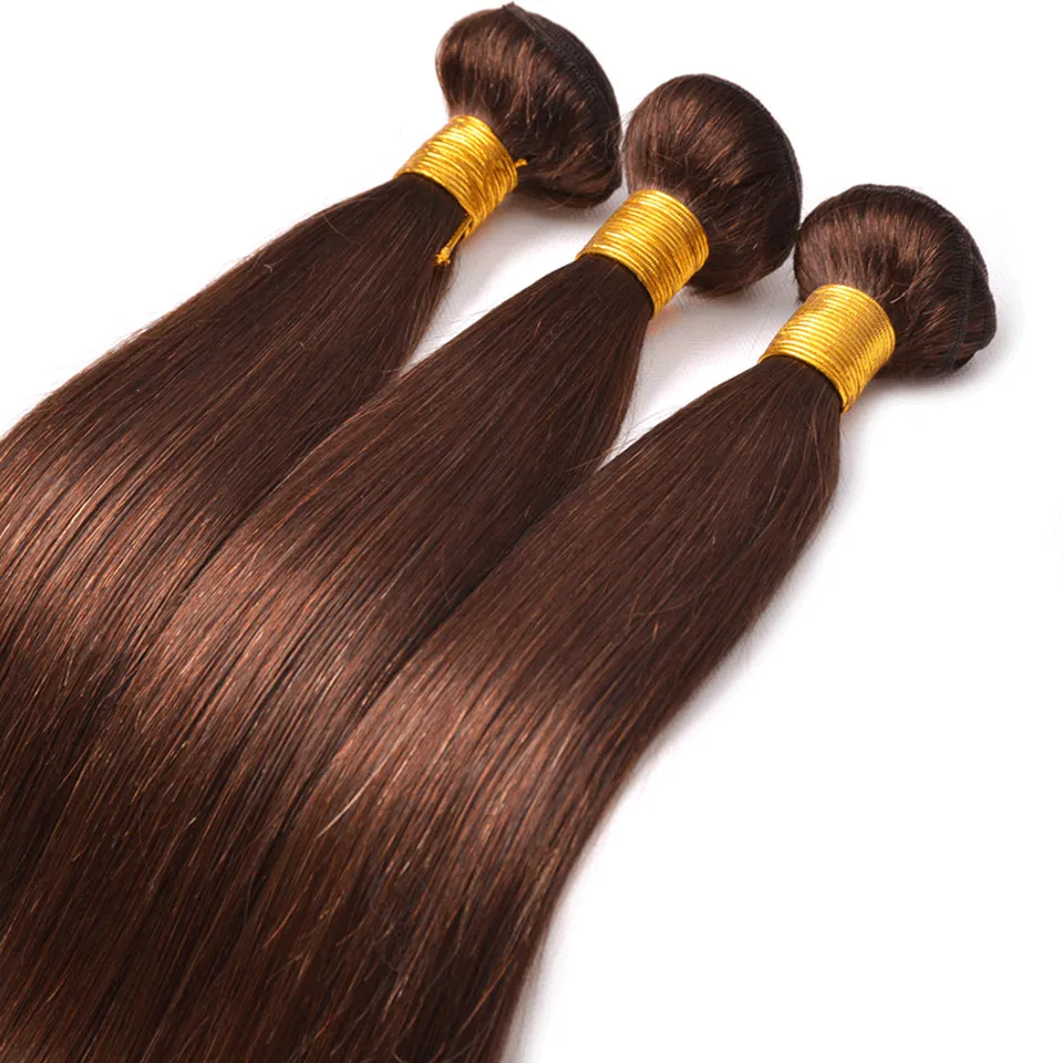 #4 Light Brown Color Indian Virgin Hair 3 Bundles 100gIndian Straight Virgin Hair 10