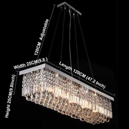 Nowa nowoczesna współczesna kryształowa lampa sufitowa Lampa sufitowa długość oświetlenia żyrandola 47 2 cale 120 cm LLFA232I