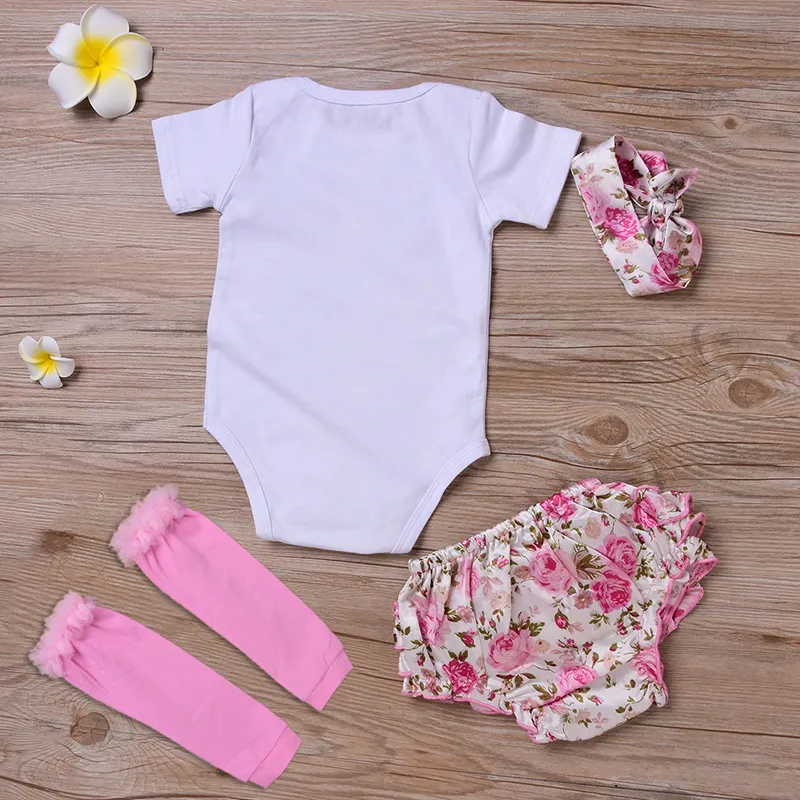 Baby girl Clothing Sets Infant INS Romper + floral shorts and Headband leggings Set I Found My Princess His Name is Daddy M3443 K041