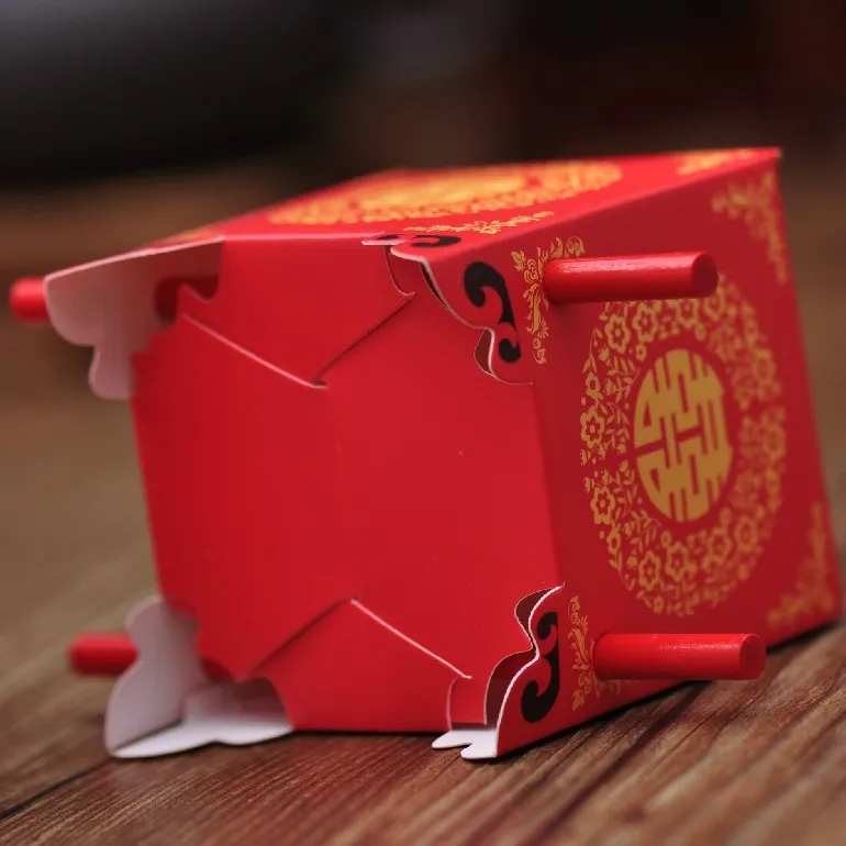 DHL 200 pièces Style asiatique chinois rouge Double bonheur chaise berline boîte de faveur de mariage cadeau de fête faveur boîte de bonbons 296S
