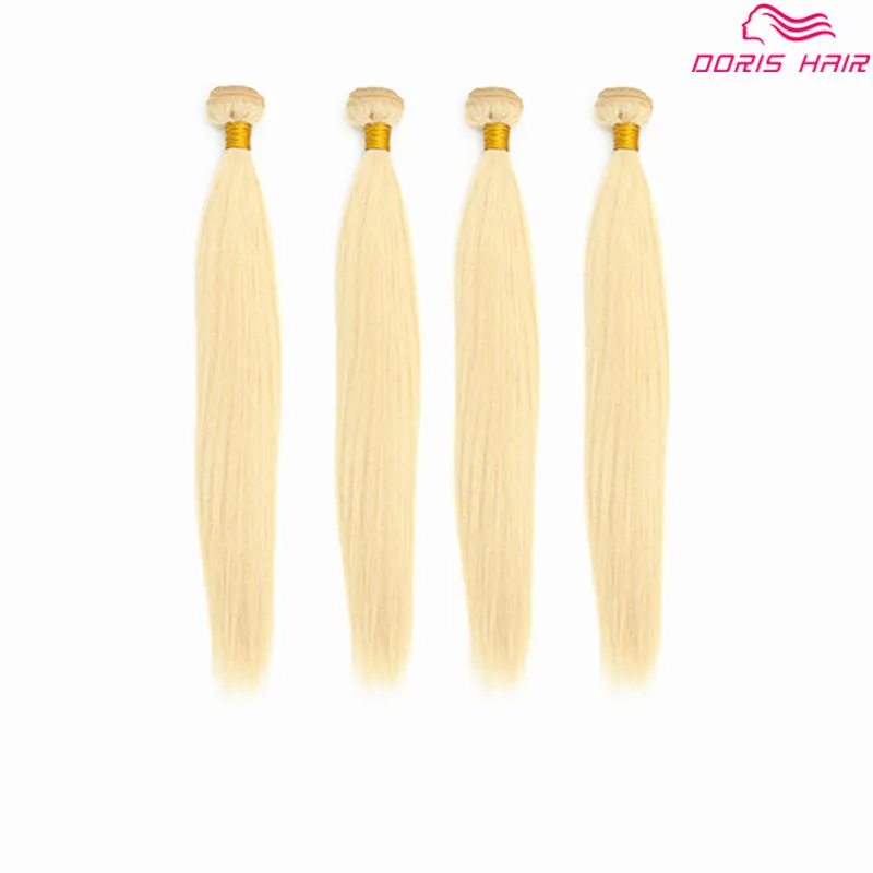 luxury Blond remy Hair Wefts bundles Brazilian Indian human hair weave silk straight colored dyeable free DHL