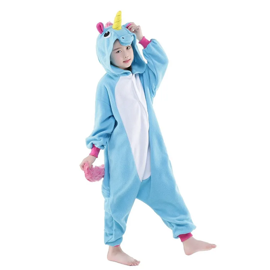 Blue and Pink Unicorn Cosplay Kigurumis Children Halloween Carnival Mardi Gras Costumes Kids Onesie Pajamas218f