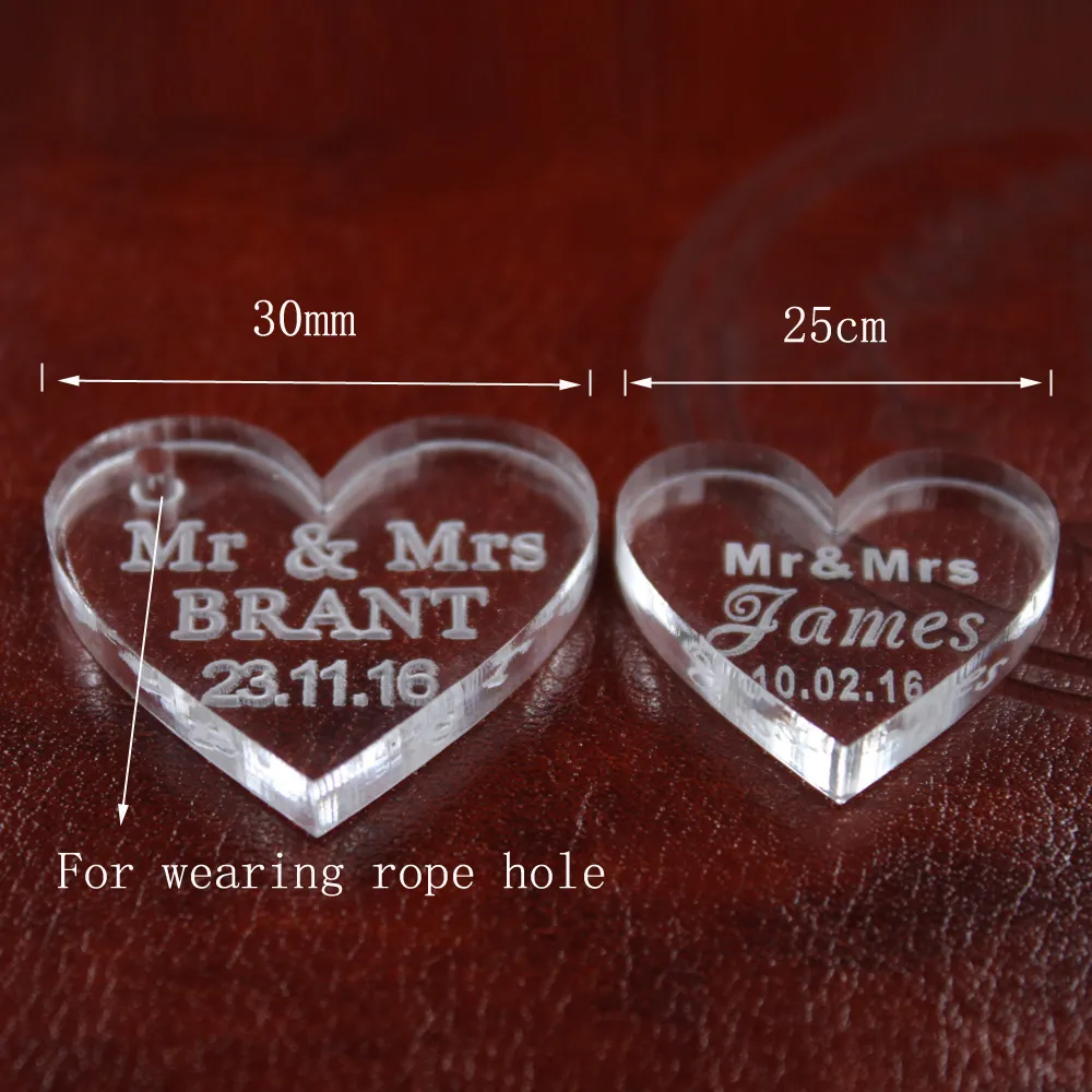 لصالح مخصصة Crystal Heart مخصصة السيد Mrs Love Heart Wedding Hirves Table Decoration Menterces Favors و GI245O