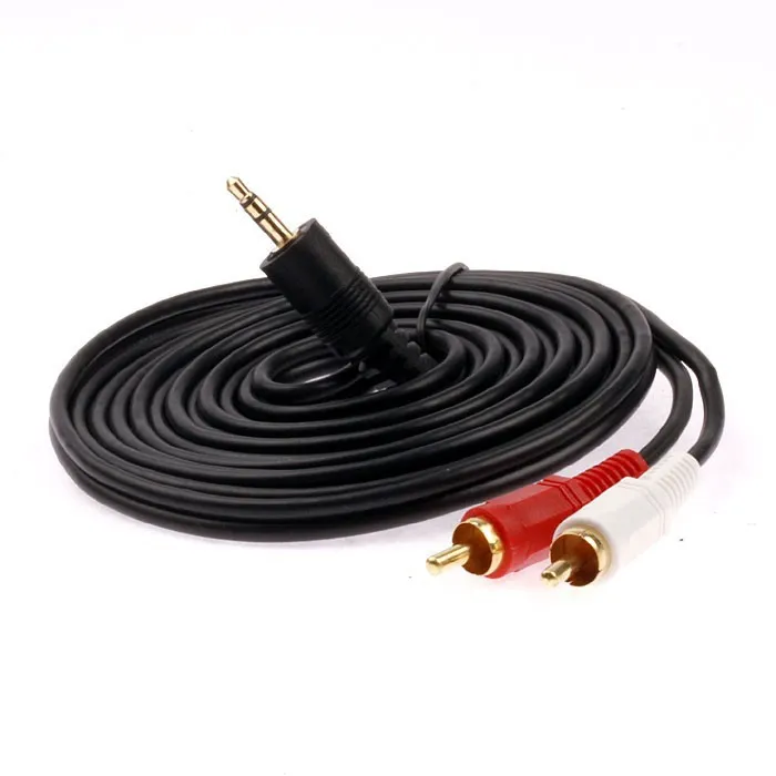 Freeshipping Gold Plated  Stereo Audio 3.5mm Male Jack to AV 2RCA Audio 3.5mm to 2 RCA cable Connector