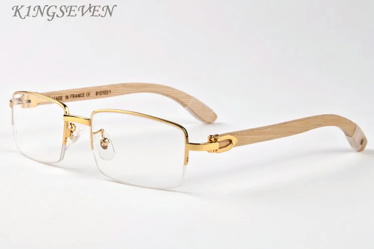 Drewniane okulary przeciwsłoneczne dla męskich modowych okularów przeciwsłonecznych południowe okulary przeciwsłoneczne pół ramy duże retro Buffalo Rogowe okulary Brązowe różowe przezroczyste soczewki Glass208k