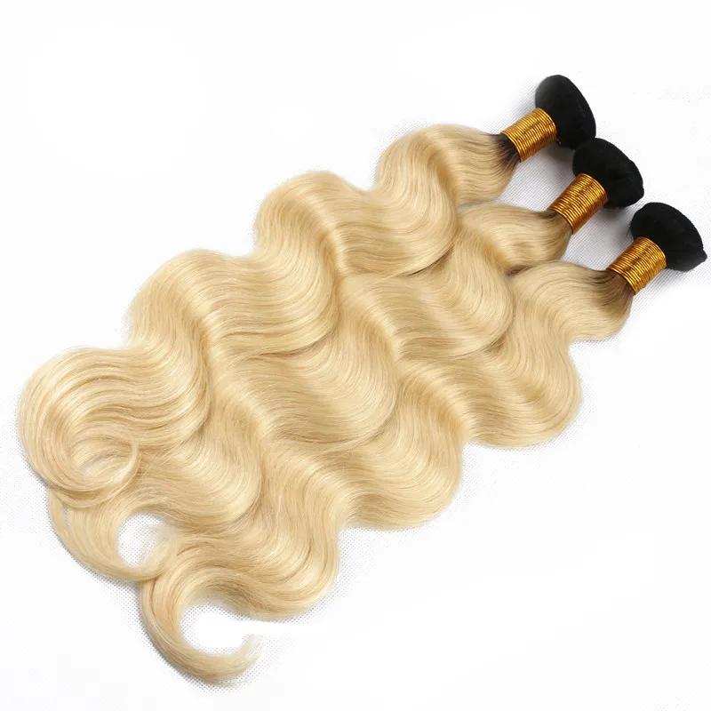 Brazilian Ombre Hair Weft Two Tone Dark Root 1B/613 1b/Grey 1b/27 Blonde Peruvian Body Wave Human Hair soft Cheap Hair Bundles