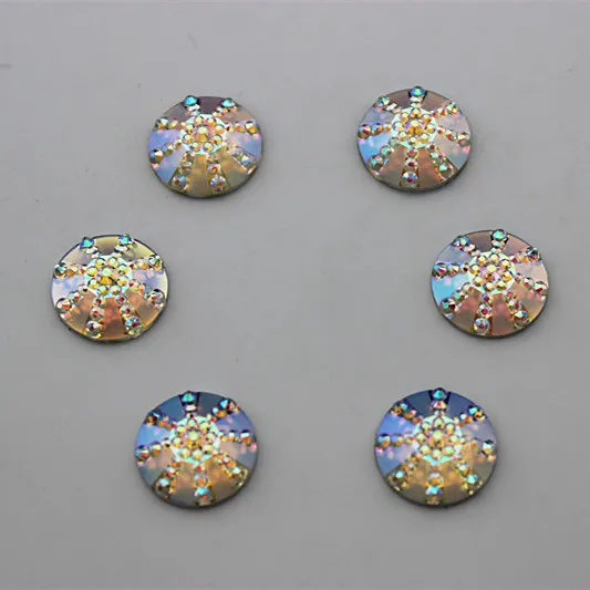 14mm AB Renk Kristal Reçine Yuvarlak Rhinestones Düz Beads Taş Scrapbooking El Sanatları Takı Aksesuarları ZZ13228M