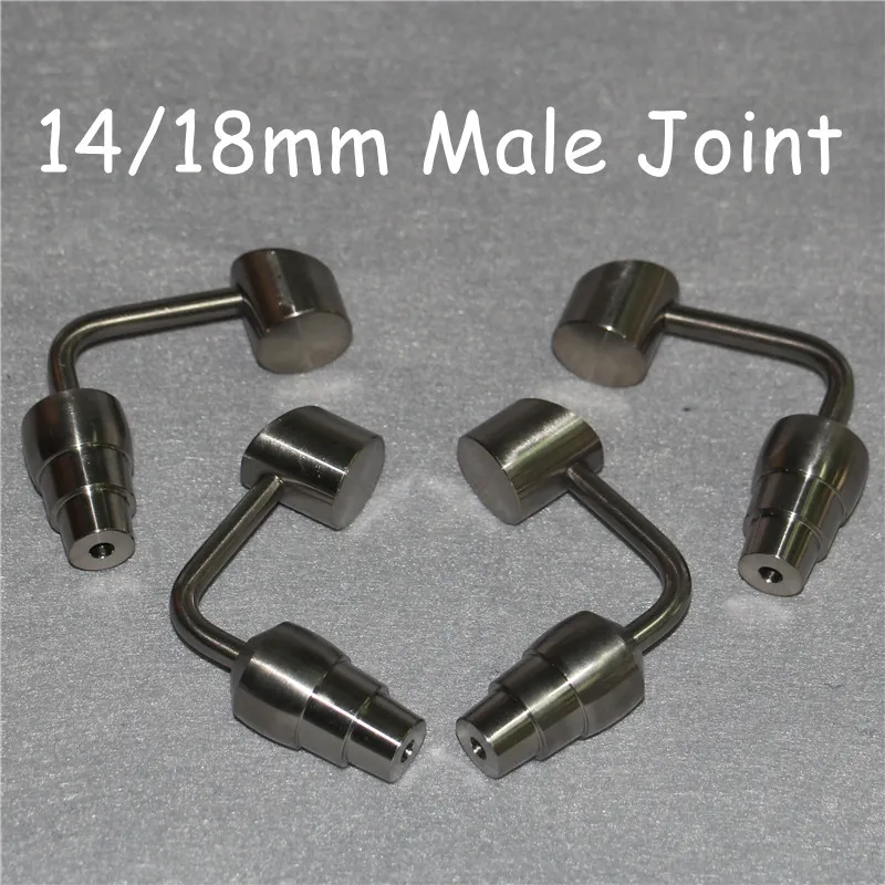 90° Emmer Domeless bar Titanium Nagels 10mm 14mm 18mm Man Vrouw Gr2 Titanium Nagel Dabber Tool voor booreilanden Glazen waterpijp siliconen n271M