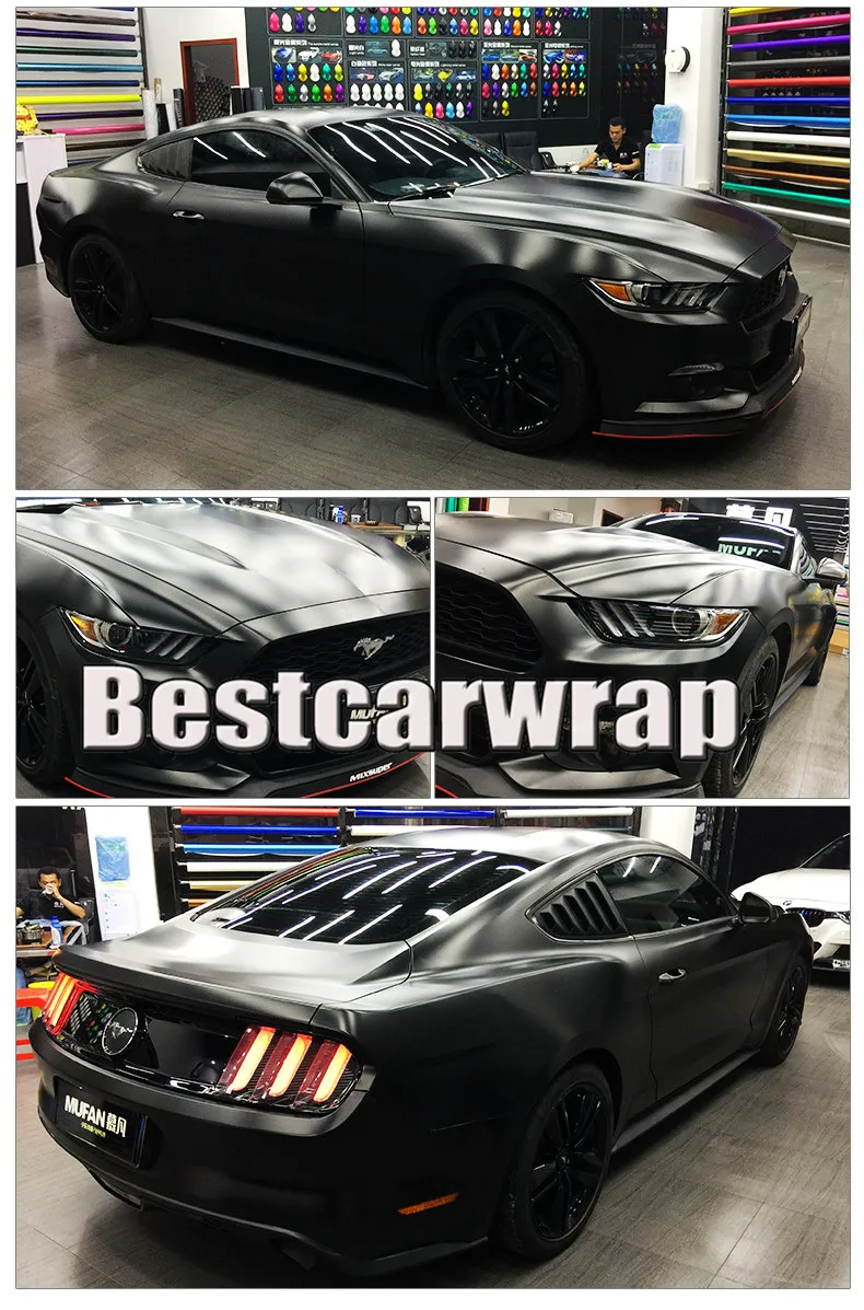 Top Satin Black Metallic Vinyl Wrap Car Wap Covering 1080 Series With Air bubble Free Luxury Truck Coating foil size 1.52x20m/Roll 4.98x66ft