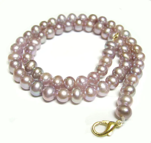 10 pz / lotto viola rotonda perla d'acqua dolce perla moda collana aragosta stringa gioielli fai da te regalo 16inch P10