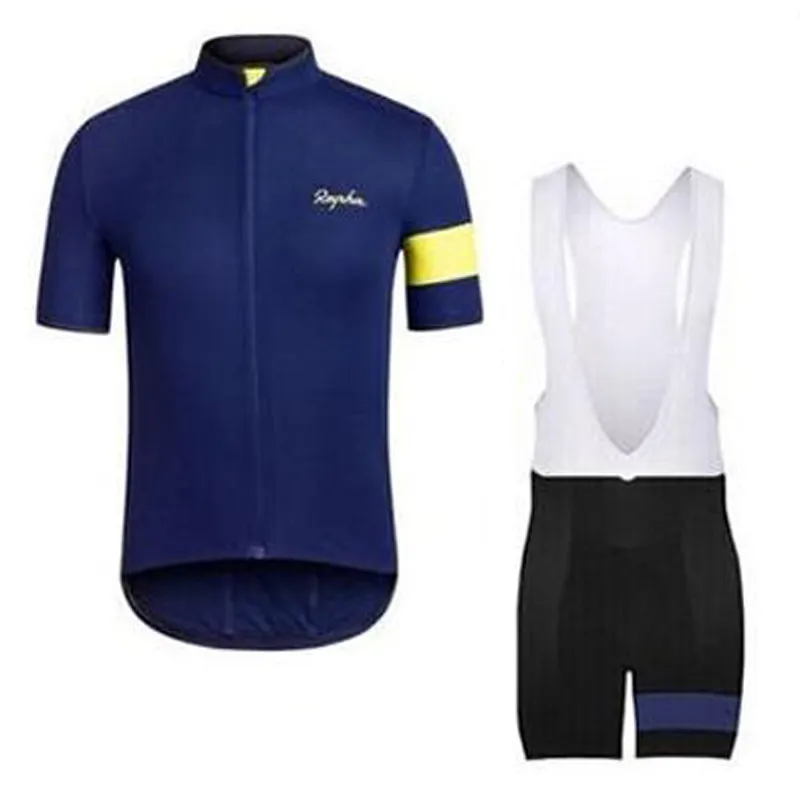 Maglia da ciclismo Rapha Team Set bici maniche corte camicia bavaglino / pantaloncini tuta estate abbigliamento da bicicletta da uomo Ropa ciclismo hombre Y21031810