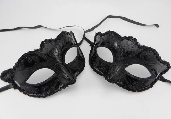 Zwart Venetië Maskers Maskerade Partij Masker Kerstcadeau Mardi Gras Man Kostuum Sexy kant Omzoomd Gilter Vrouw Dansmasker G563285U