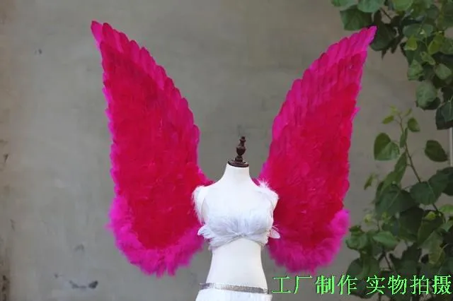 EMS Model T stage show Fashion accessories rose red angel wings large fairy feather wings pure handmade