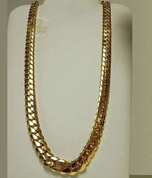 14K Gold Miami Men's Cuban Curb Link Chain Halsband 24 3071