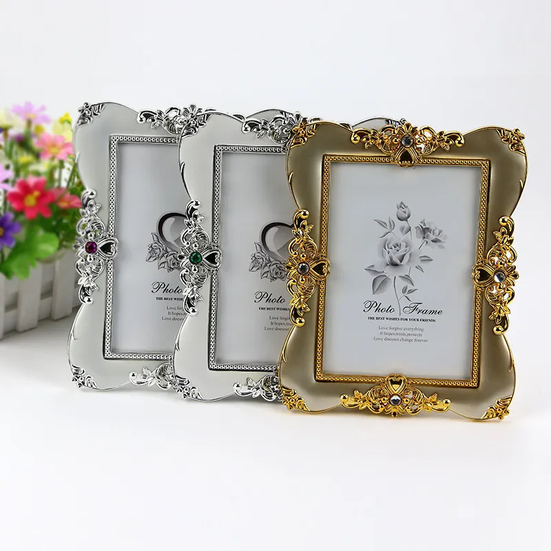Antique Gold and Silver Photo Frame for Picture Plastic Photo Painting Frame Wedding Album DIY Decoration Wedding Celebration Layout Props
