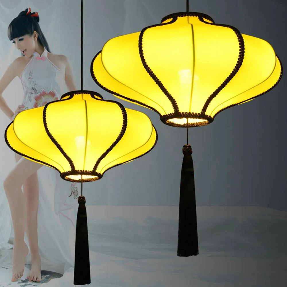 Фонарь в китайском стиле для столовой, подвесной светильник, тканевый абажур, китайский квартал, ресторан, подвесные светильники, ретро-гостиная, Drop Light255b