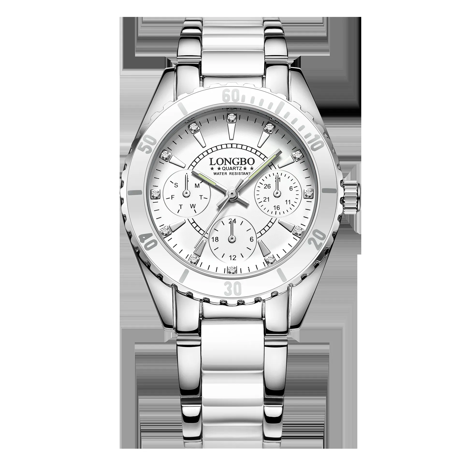 SKYLOVE8 Zalecane wysokiej jakości trzyookne stalowe paski ceramiczne damskie strój zegarek męski Wodoodporny lumin216r