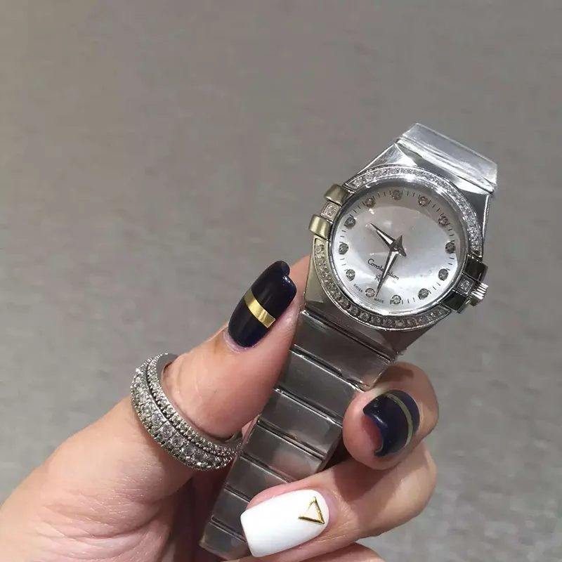 Top feminino vestido relógios 28mm elegante aço inoxidável rosa ouro relógios de alta qualidade moda senhora strass quartzo relógios pulso204w