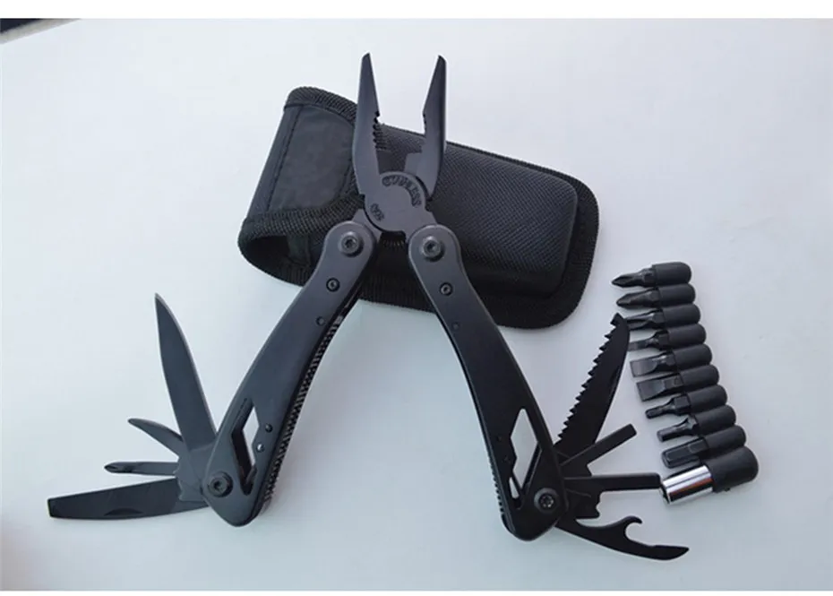 Multi Tool alicates plegables con cuchillo Bits destornillador Ferramentas Camping Survival Multitool Herramientas manuales Ferramentas para bicicleta