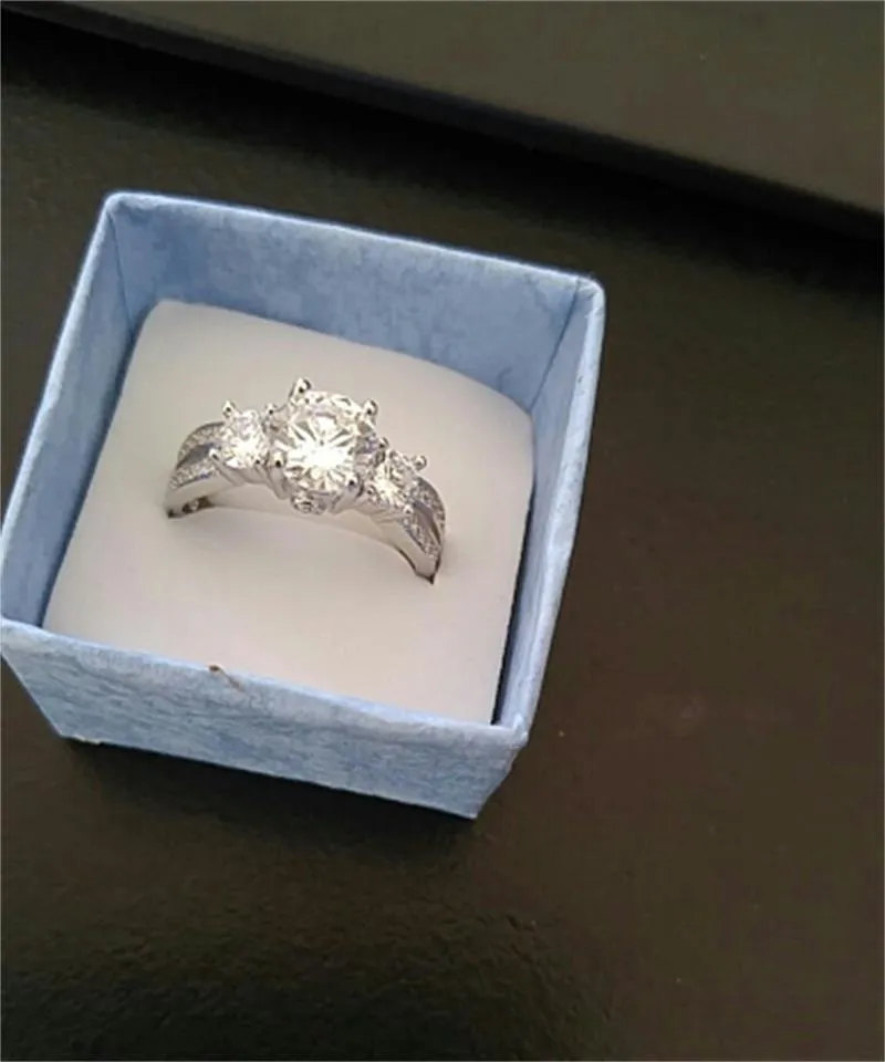 Anello di gioielleria raffinata Argento reale 925 anelli di nozze in argento sterling Set 1 carato SONA CZ Diamant Anelli di fidanzamento le donne RX036287B