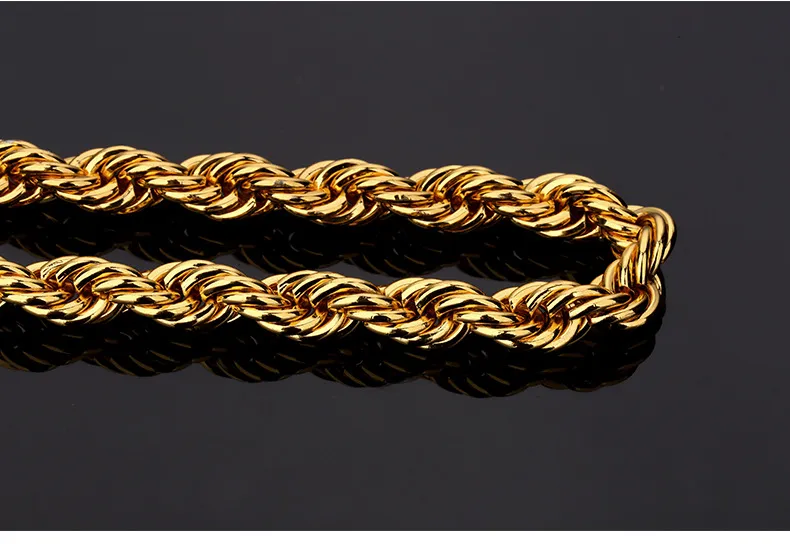 Top qualité Hip Hop corde chaîne collier Bracelet Rock rappeur ensembles de bijoux pour hommes femmes 75 cm 8mm 21 cm 8mm273g
