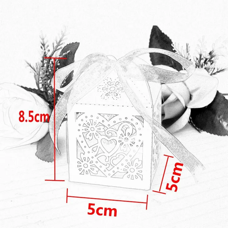 Heart Laser Cut Candy Favour Boxes With Ribbon for Wedding Party Table Decoration Wholesales