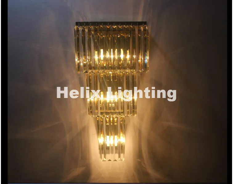 Newly Chrome/Golden Wall Lamp W30cm Wall Sconce Bedside Living Room Wall Light K9 Clear Crystal Guaranteed 100%+!