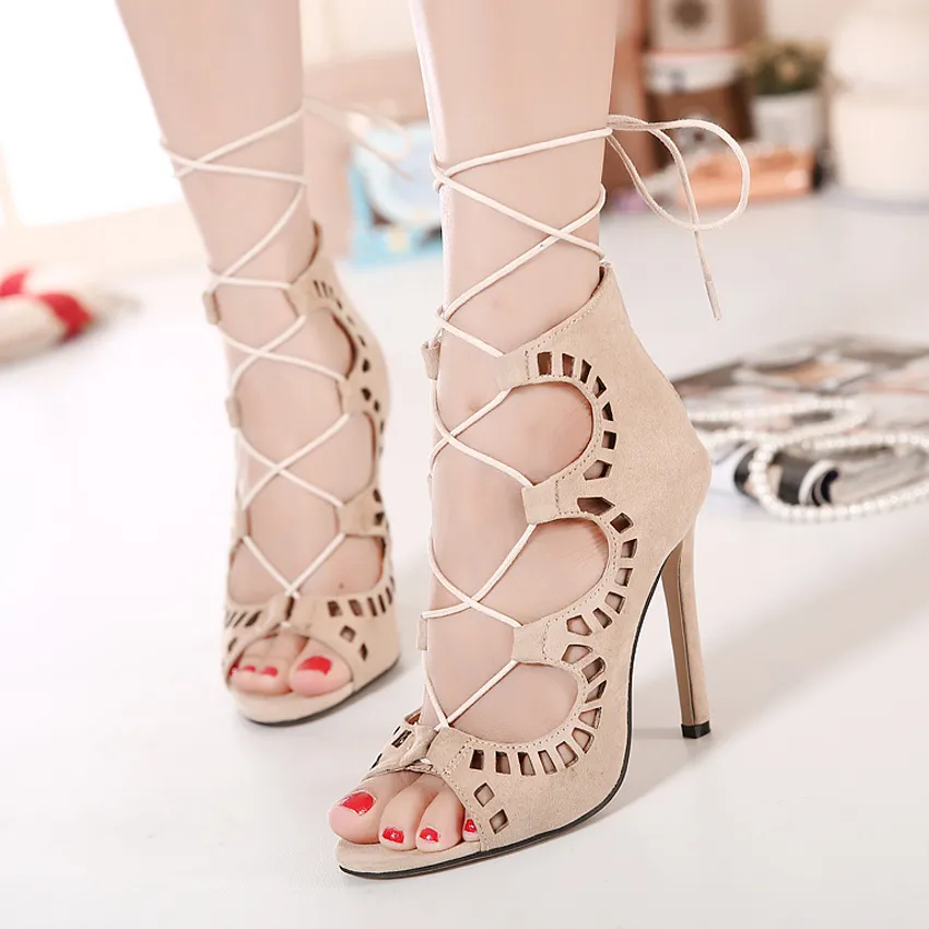 Acquistare Sandali Da Donna Allingrosso Sandali Estivi Sexy Open Toe Con  Lacci Alti Sandali Scamosciati In Pelle Scamosciata Con Sandali Con I  Tacchi Alti Economico | Consegna Veloce E Qualità | It.Dhgate