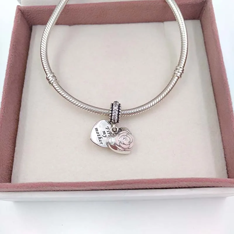 Andy Jewel Festa della mamma Perline in argento 925 Ciondoli con ciondolo rosa della mamma adatti ai braccialetti mamma stile europeo ALE Neckl234E