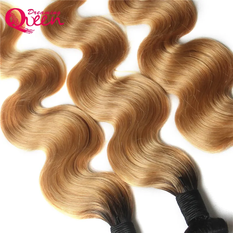 #T1B 27 Honey Blonde Ombre Color Brazilian Body Wave Hair Bundles Brazilian Virgin Human Hair Weaves Ombre Hair Extensions