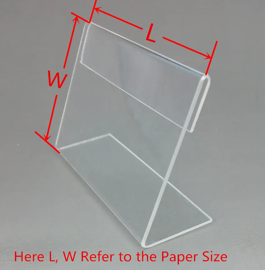 Larger Size T2mm A4A5 Clear Acrylic Plastic Sign Display Paper Label Card Price Tag Holder L Shaped Stand Horizontal On Desktop 