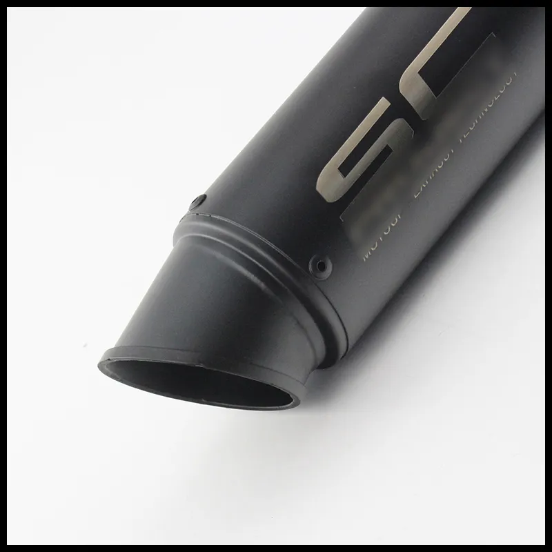 Length 300 mm Laser Marking SC New Motorcycle Exhaust Pipe Stainless Steel Black Vent Pipe Diameter 38-51mm