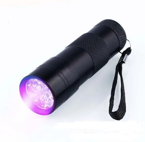Free DHL,395-400NM Ultra Violet UV Light Mini Portable 12 LED UV Flashlight Torch Scorpion Detector Finder Black lightUV-12