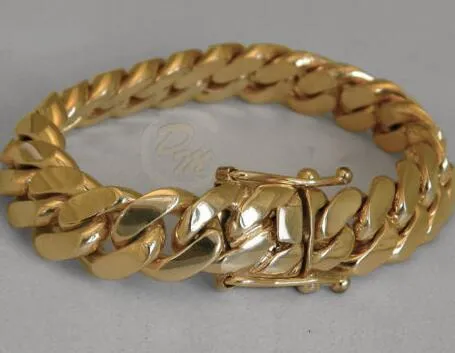 Solid 14K Gold Miami Miami heren Cubaanse stoepschakel Bracelet 8 Zwaar 98 7 gram 12mm288U