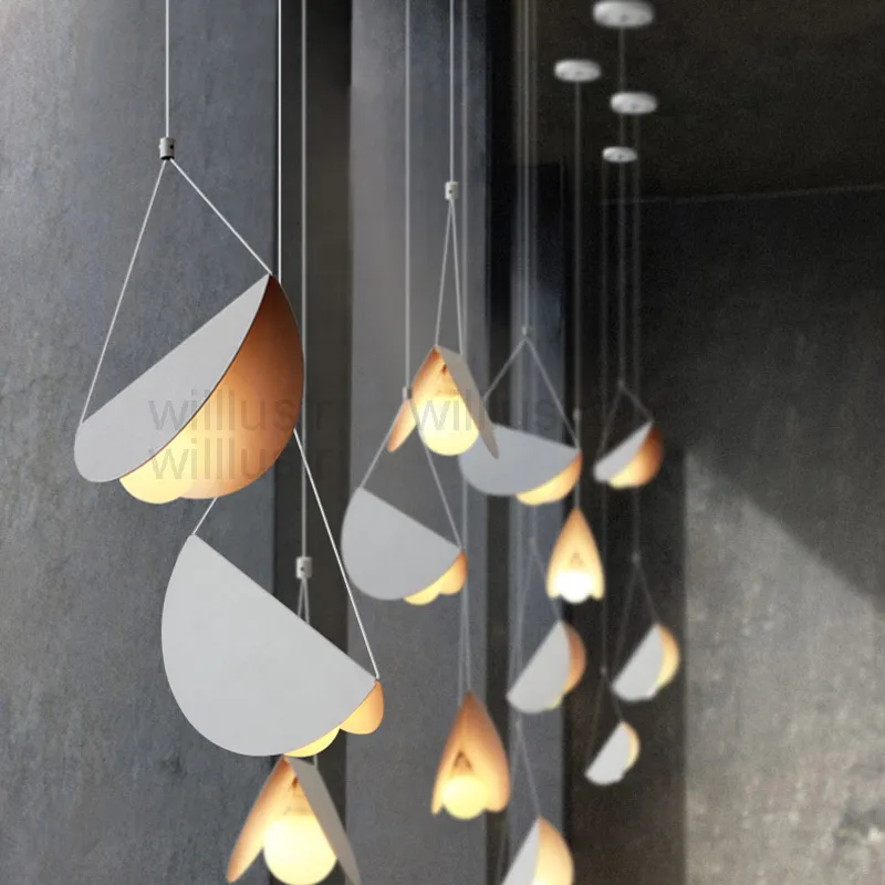 Moderno voando dobrado papel pingente lâmpada de metal origami arte ferro led pendurado iluminação café sala jantar restaurante el bar suspens298j