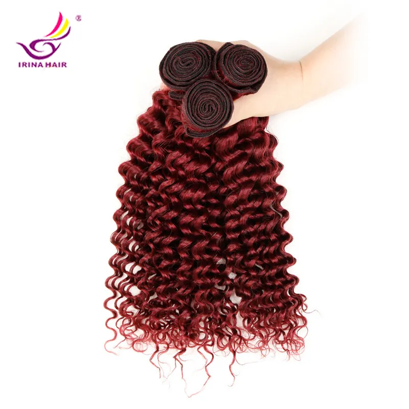 100% Virgin Indian Remy hair Extensions 3 bundles 99j Indian Curly Hair Burgundy Color Weaves Indian Deep Curly Wave Cheap Human hair