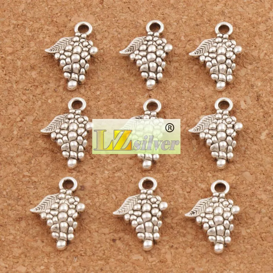 Pendentifs à breloques en forme de fruits de raisin, de 200 pièces, 18x12, 8mm, bijoux antiques en argent, DIY, L363, résultats de bijoux, composants 345o