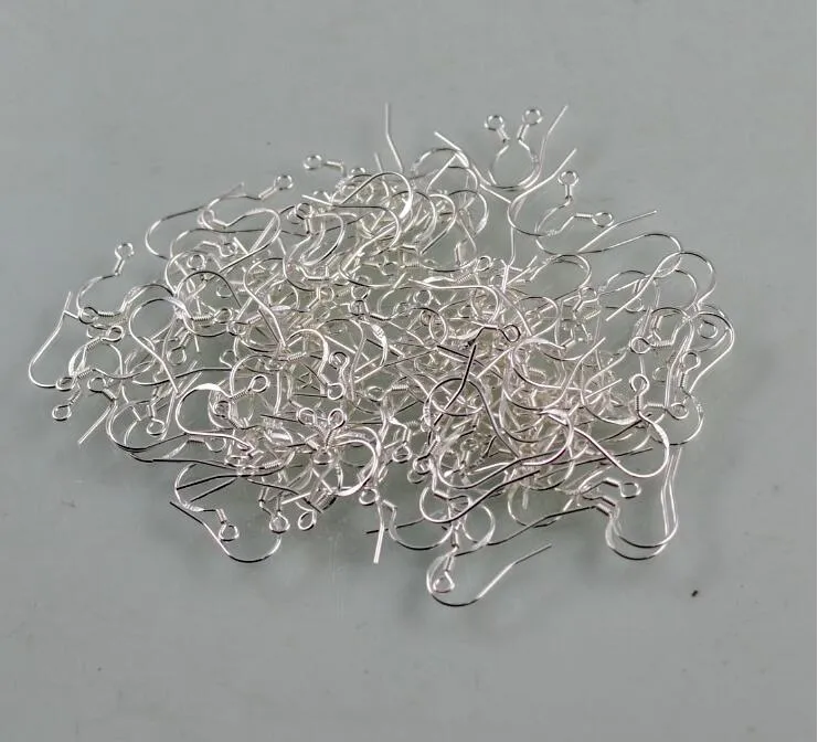 500 STKS 925 Sterling Zilveren Oorbel Bevindingen Fishwire Haken Sieraden DIY 15mm vishaak Fok Spoel Oor Wire192K