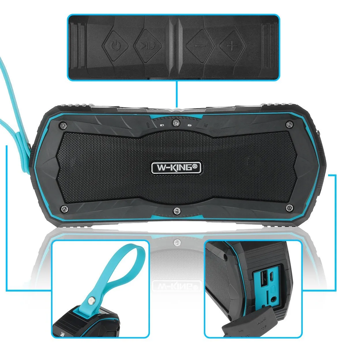 Wholesale W-king S9 Outdoor Waterproof Bluetooth Speaker Portable Wireless Hands-free Stereo Speaker Power Bank 4000mAh charge mobile phones